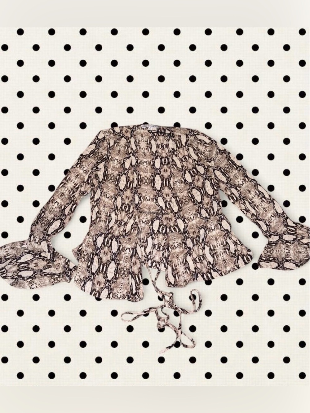 HYFVE Snake-Print Tie-Front, flare sleeves, & button Blouse